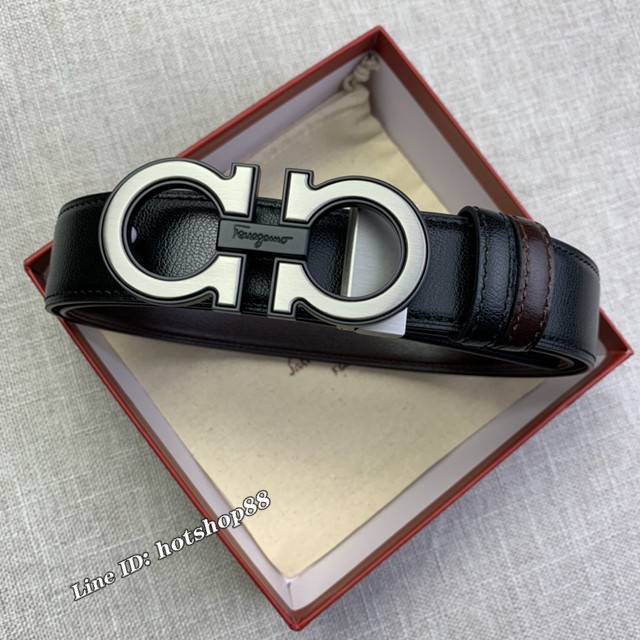菲拉格慕專櫃款男士皮帶 Ferragamo雙面牛皮紋理腰帶  jjp2808